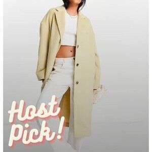 TopShop Longline Coat Cream Size 6 Tall